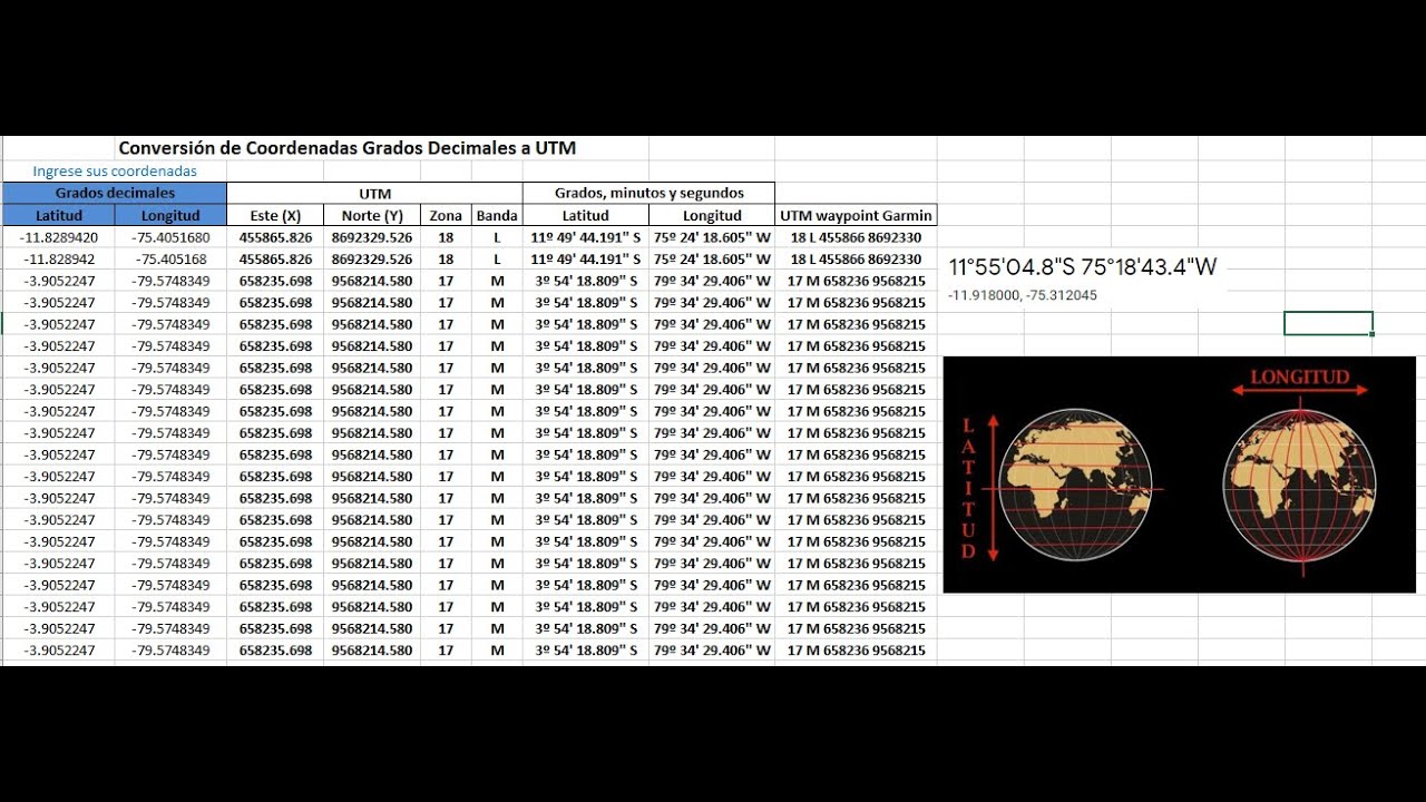 CONVERTIR COORDENADAS GEOGR&Aacute;FICAS A UTM