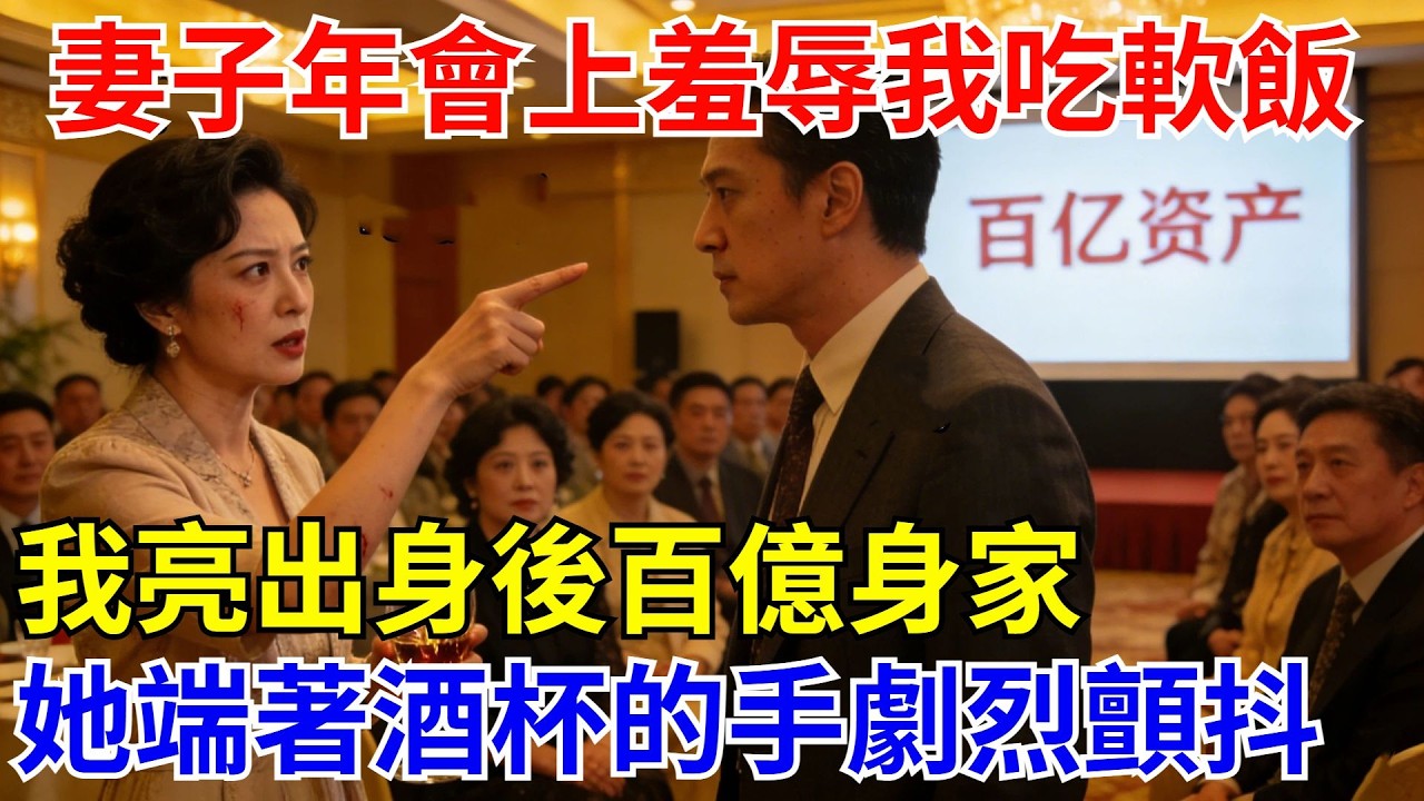 妻子在年會上羞辱我吃軟飯，我亮出身後百億身家，全場鴉雀無聲，她端著酒杯的手劇烈顫抖。【酒館情事會】#男頻小說#都市#故事#小說#爽文