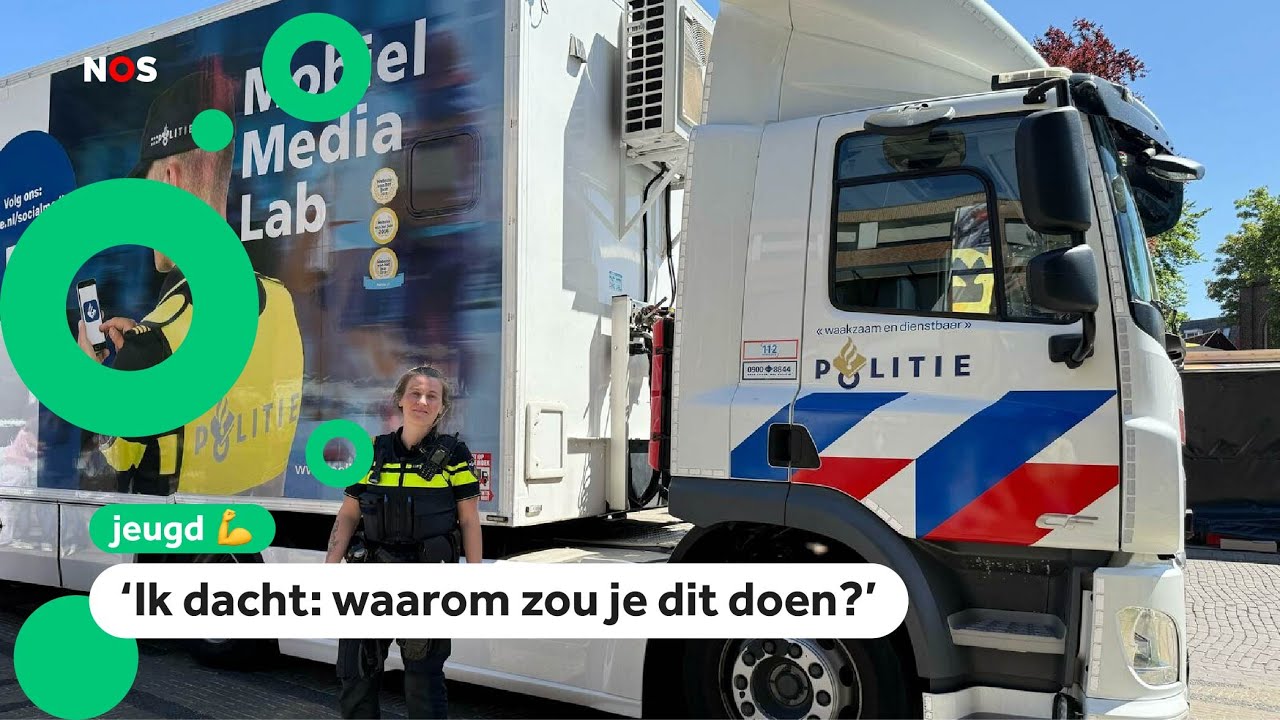 In deze vrachtwagen geeft de politie les over online pesten