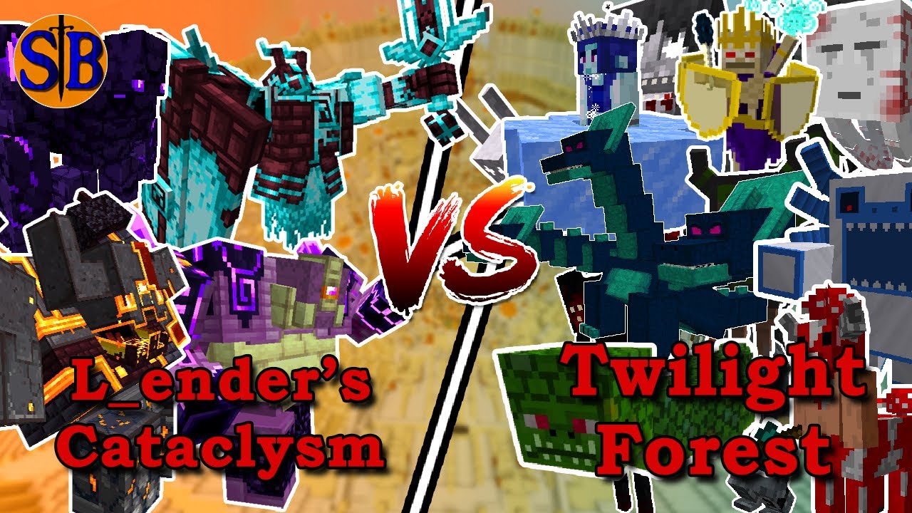L_ender's Cataclysm Team vs Twilight Forest Team | Full Mod Minecraft Mob battle