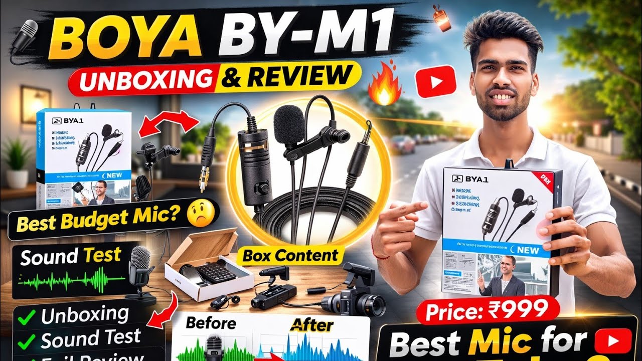 BOYA BY-M1 Review & Unboxing 🎤 | ₹1000 Me Best Mic?