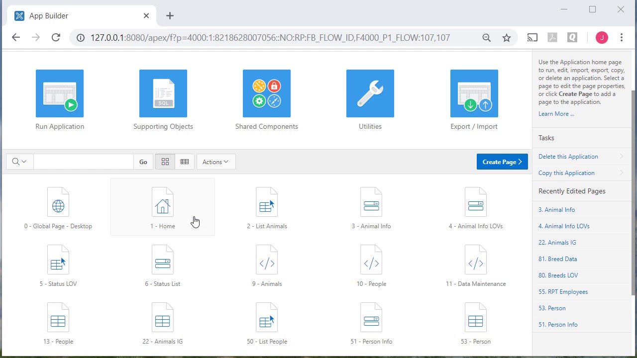 APEX22 of 30: Create page groups and assign APEX pages to them.  Create reference table forms.
