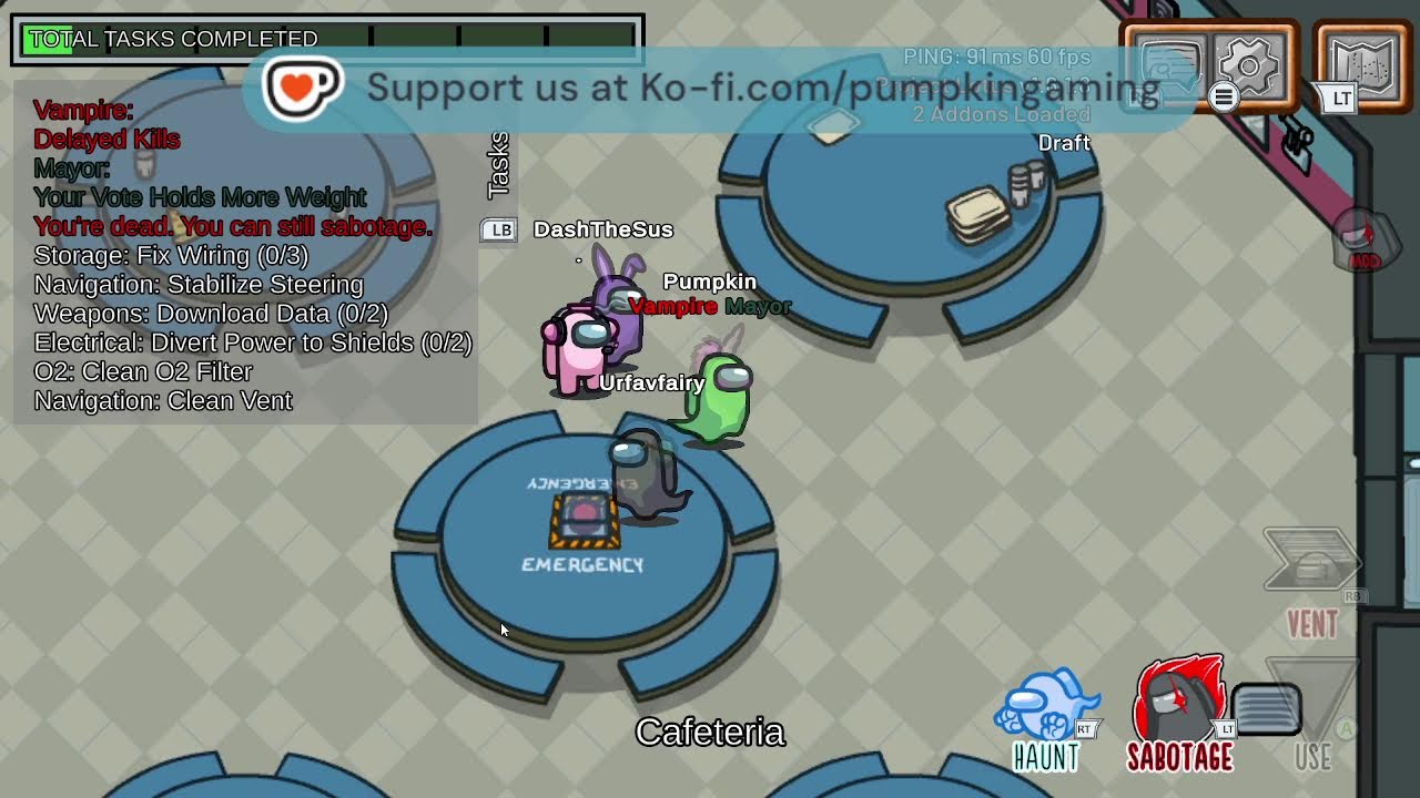 Host only Modded Among us Town of chaos - project lotus add on  (draft mode)