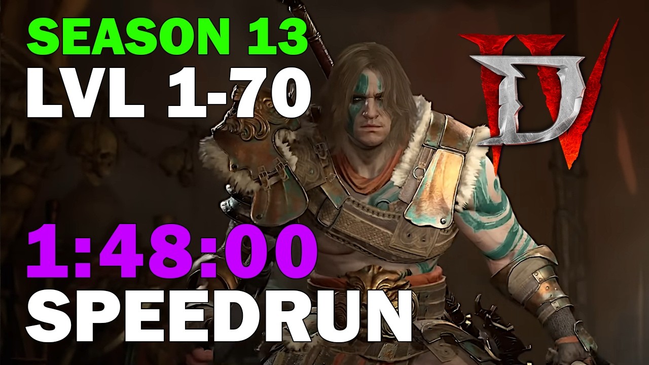 DIABLO 4 BARBARIAN SPEEDRUN 1-70 | PERSONAL BEST | 1:48:00 | SEASON 13 SOLO