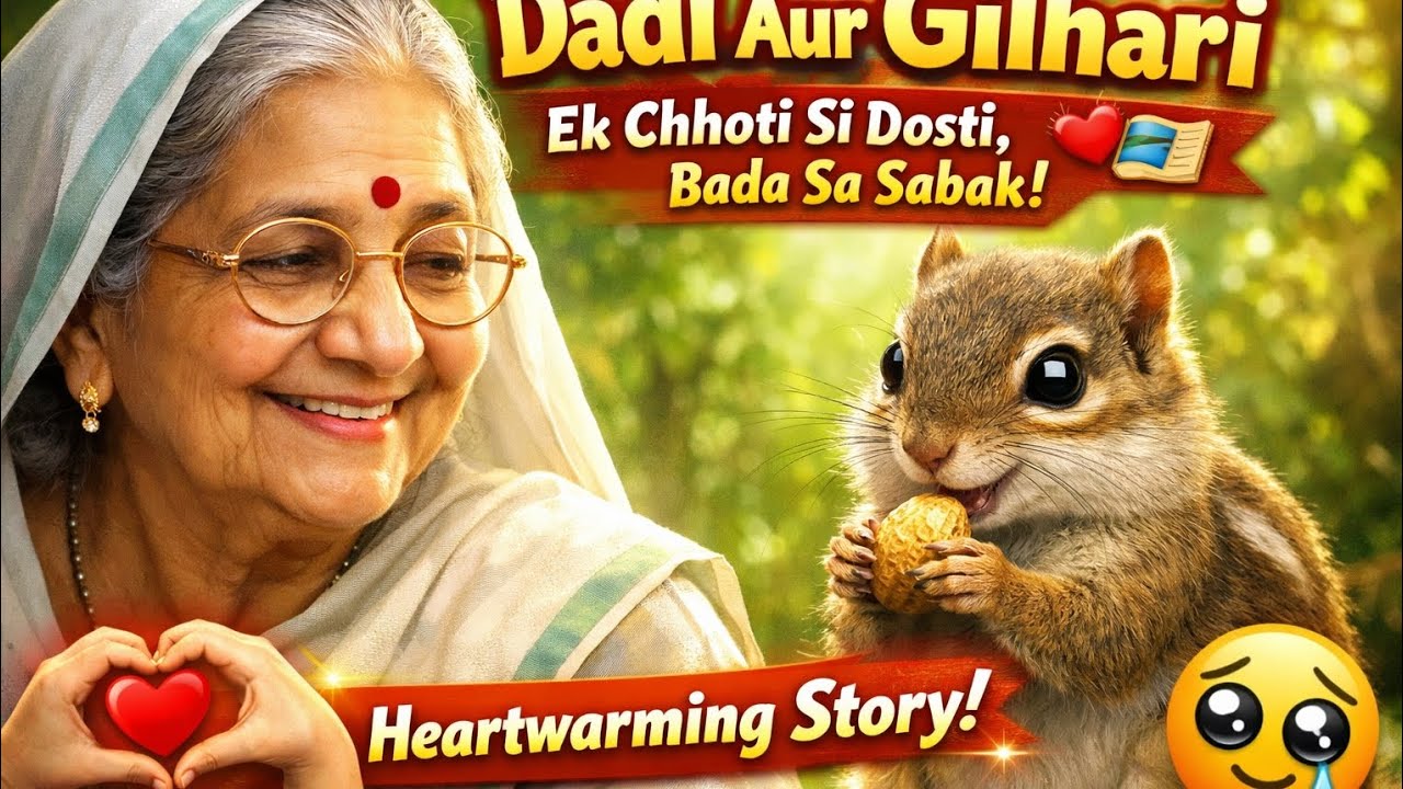 “Dadi Aur Gilhari: Ek Chhoti Si Dosti, Bada Sa Sabak 🐿️❤️”