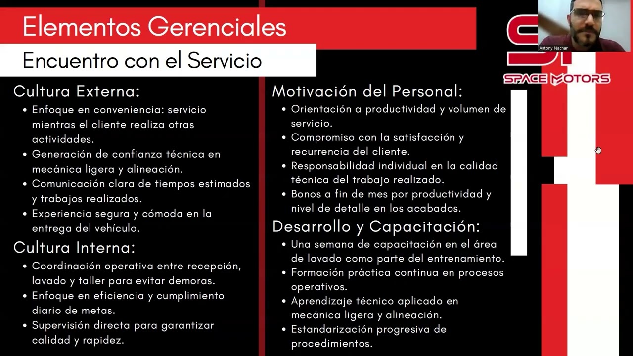 Autolavado y Multiservicios Space Motors - Gerencia de Operaciones y Tecnología