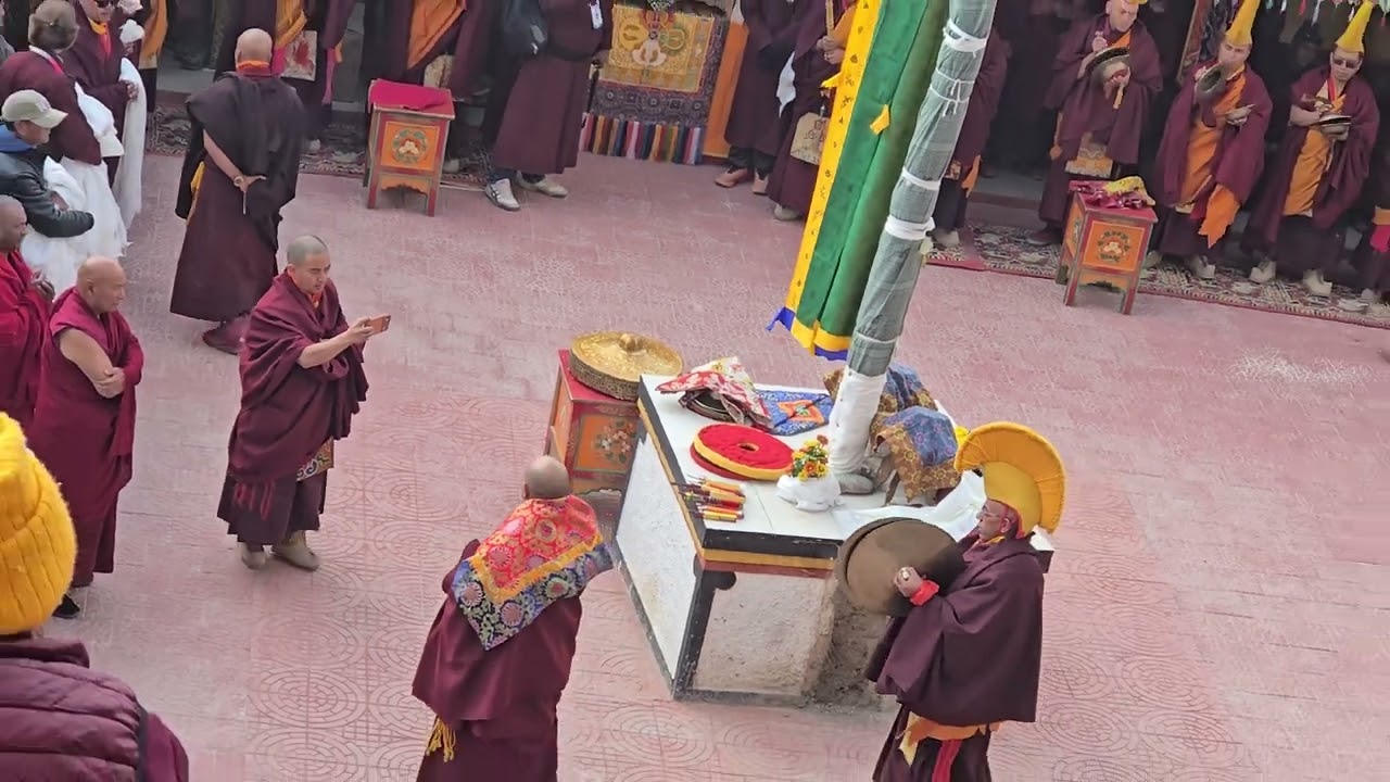 The lamas of ladakh performing rituals before beginning the sacred mask dances
