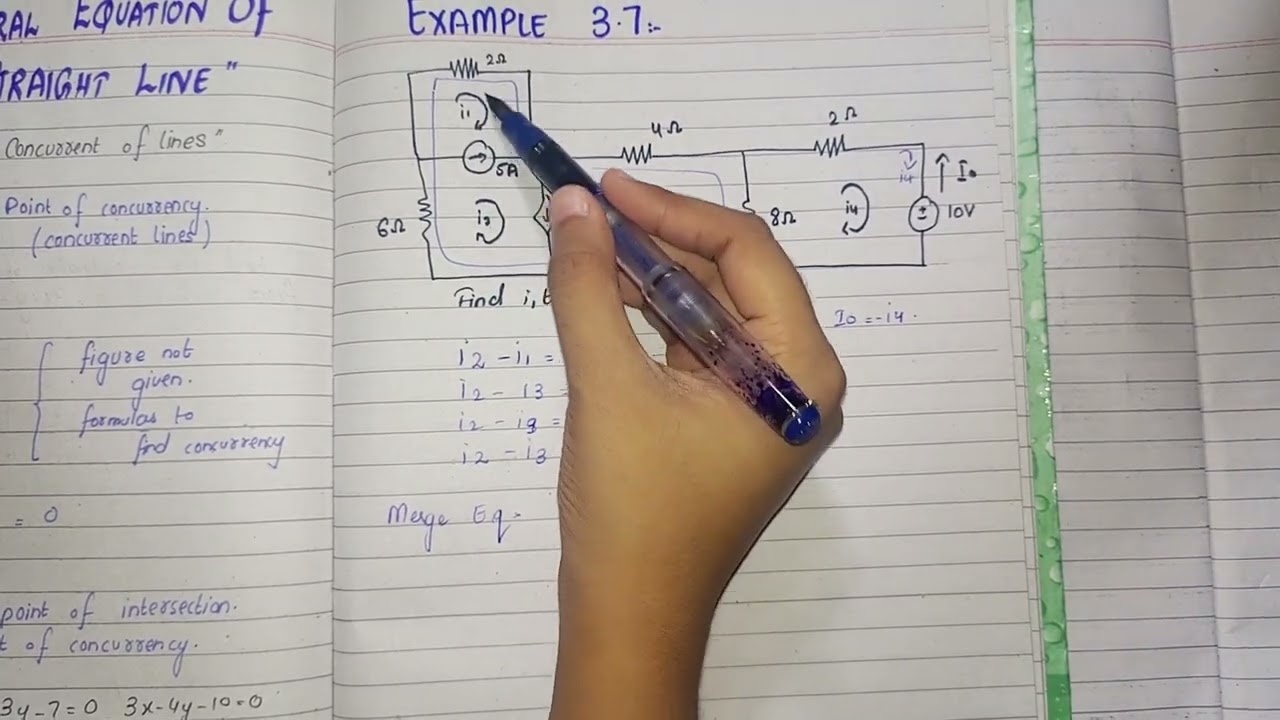 Mesh analysis with current source || Example 3.7.
