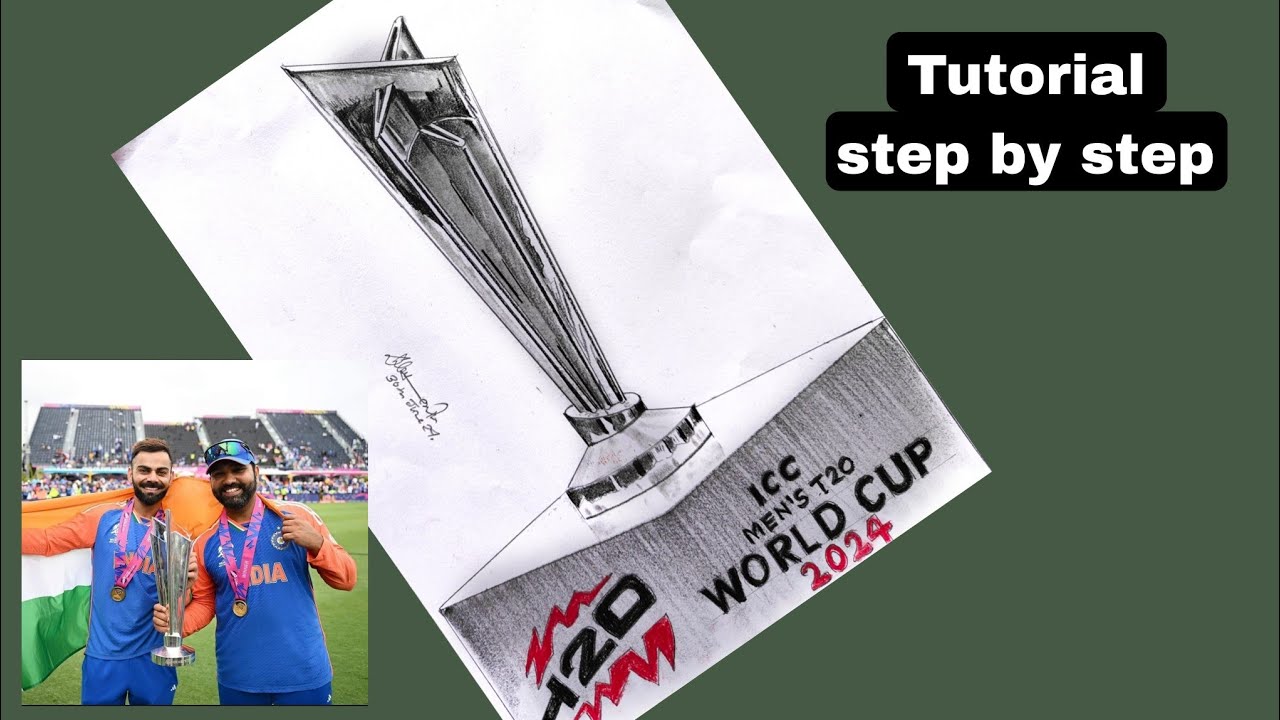 ICC Cricket World cup trophy Drawing/ India T20 world Cup 2024 drawing-step by step.