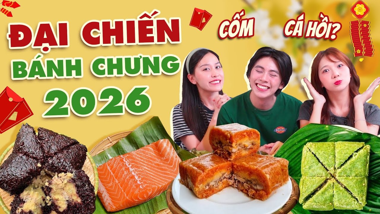 Đại chiến BÁNH CHƯNG 2026: Bánh chưng CÁ HỒI - CỐM chấm MẬT MÍA 😳😳😳