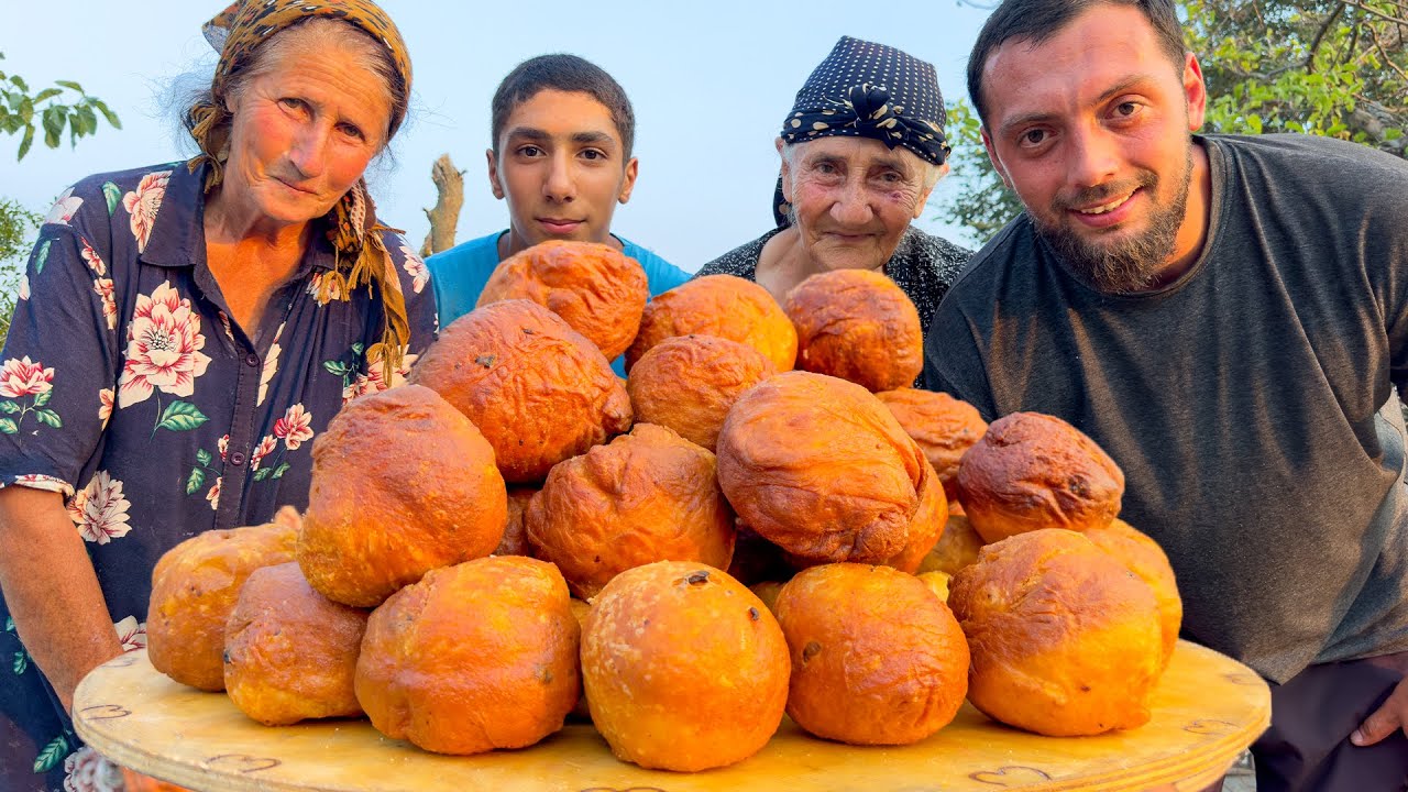Grandma's Ball Piroshki Recipe | Mountain Caucasian Village Documentary | Plum Jam Cooking