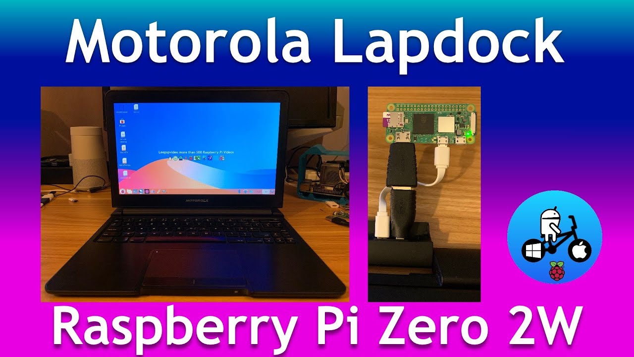 Motorola Lapdock powering Raspberry Pi Zero 2W.