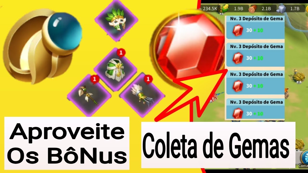 Bônus de coleta no rise of kingdoms / otimizando sua coleta de gemas diária.