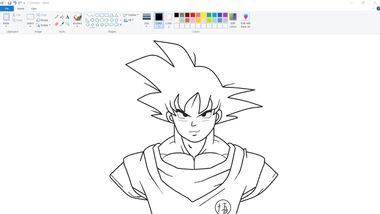 How to Draw Goku step by step | Ms Paint Drawing | Goku Drawing from Dragon Ball Z.