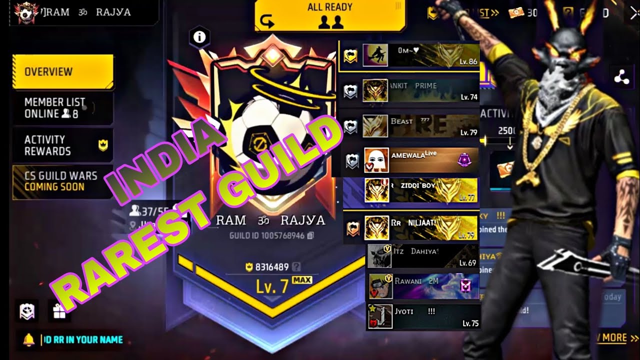 INDIA RAREST GUILD RAM RAJYA 🔥 | Om bhai guild leader 😱 #garenafreefire  #ramrajya #ziddiboyff01