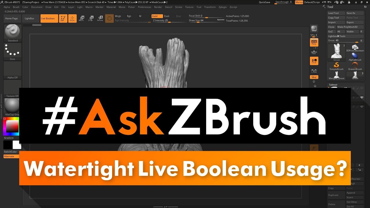 #AskZBrush: “How can I use Live Boolean to create a watertight mesh for 3D Printing?”