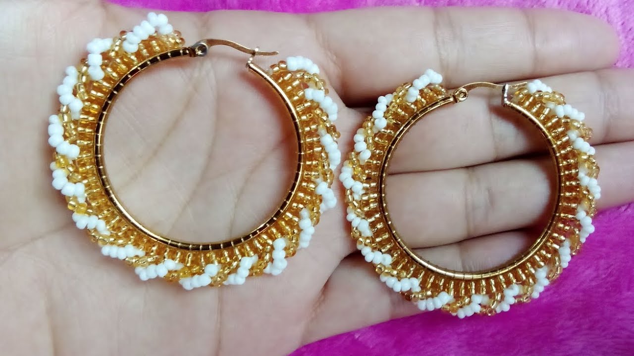 como hacer aretes elegantes paso a paso, candongas hechas en mostacillas para vernos hermosa