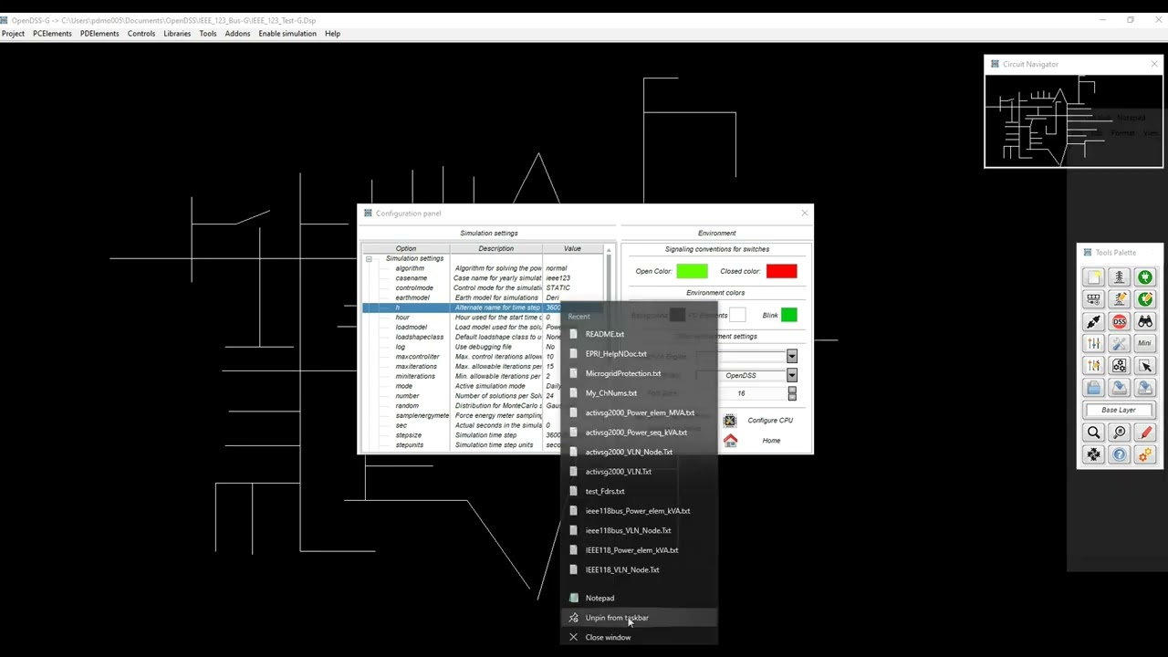 Configuration menu in Version 5