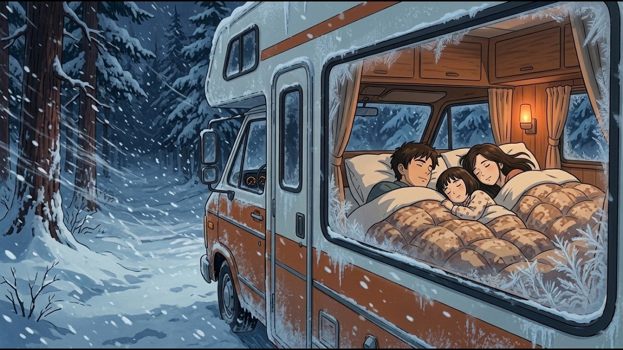 🚐Blizzard Night RV Shelter Cozy Family Living in a Snowstorm ❄️ Forest Winter ASMR & Ambient Sounds