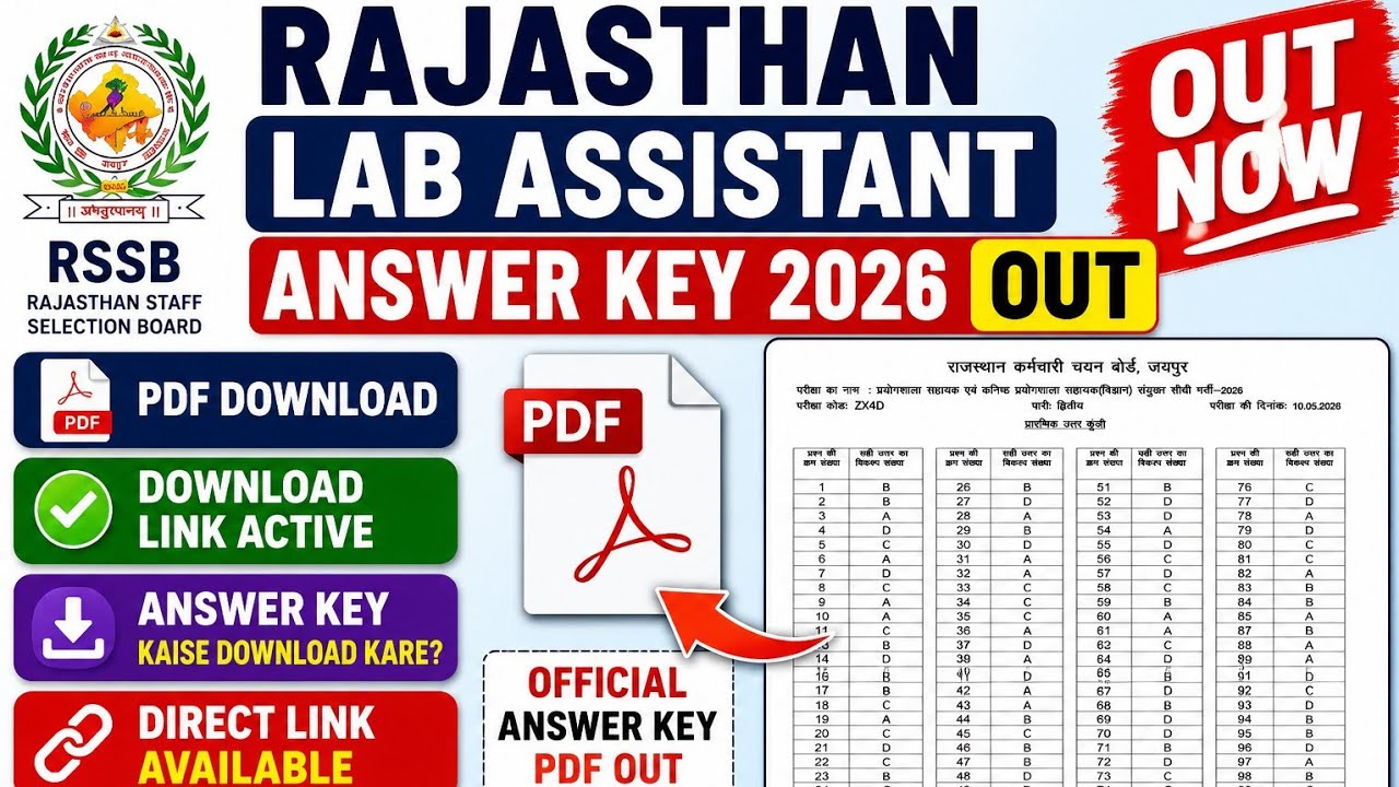 Rajasthan Lab Assistant Answer Key 2026 OUT 🔴 RSSB Lab Assistant Answer Key out 2026 | lab attendant