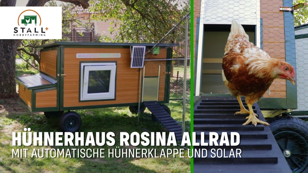 H&uuml;hnerstall mobiles H&uuml;hnerhaus Rosina Allrad mit automatische H&uuml;hnerklappe und Solar