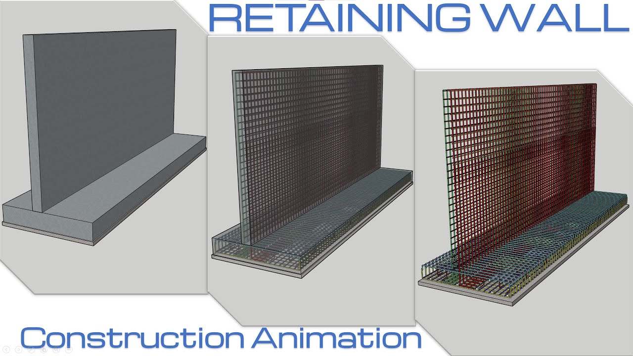 Retaining Wall Construction Animation | Retaining Wall Rebar Details in 3D Animation