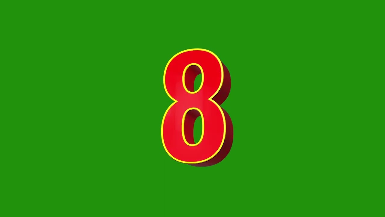 8 Number 3d Green screen free, 3d numbers
