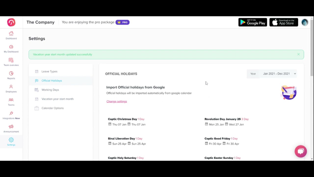 Manage Company Settings - Web Version - Day Off: Vacation Tracker | PTO Tracker | Leave Tracker