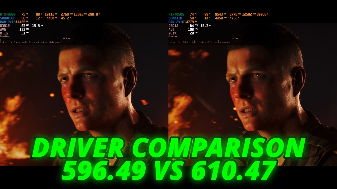 007 First Light -  NVIDIA driver 596.49 VS 610.47