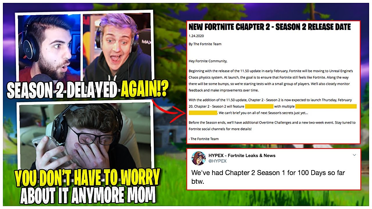 Ninja Reacts to Fortnite Season 2 Being DELAYED | Aydan Mom CRIES After He Pays Off Her School Loans