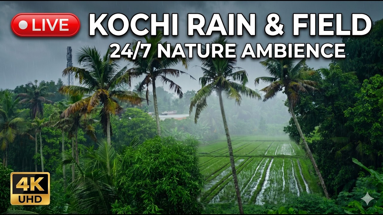 🔴 LIVE: 4K Kerala Monsoon Rain in Kochi 🌧️ Relaxing Nature Sounds for Deep Sleep & Study | ASMR Ra