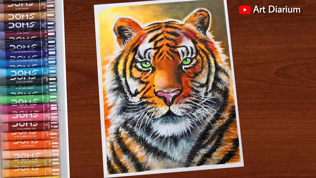 Realistic Tiger Drawing with Oil Pastels: Step-by-Step Wildlife Art