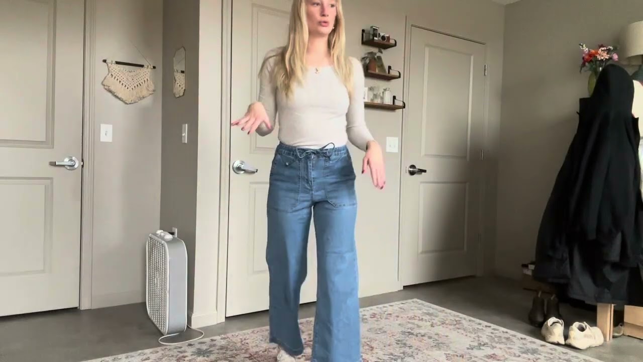 Try On And Overview Of These Wide Leg blue Jeans!