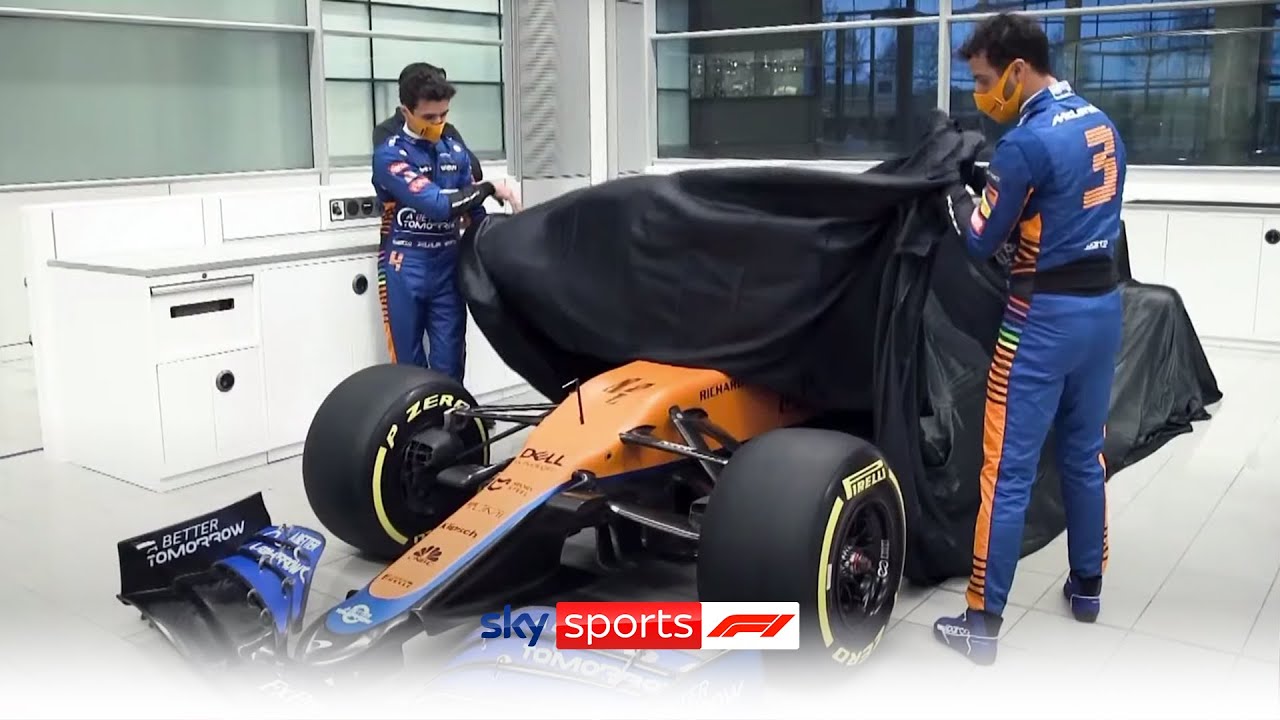 Lando Norris and Daniel Ricciardo see new McLaren's 2021 MCL35M car for the first time!