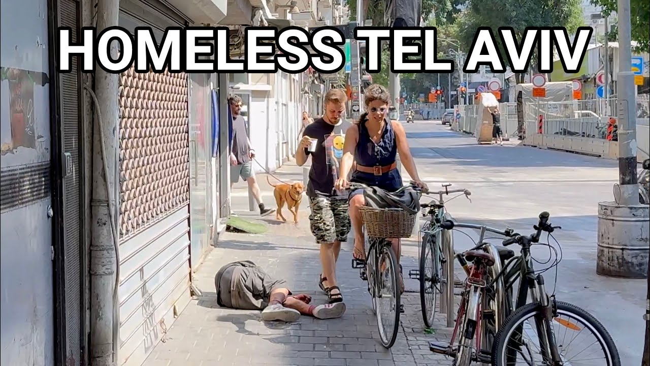 Homeless woman sleeping at Herzl, Tel Aviv