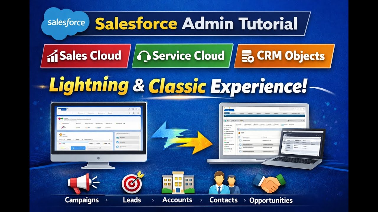 Salesforce Admin Tutorial | Sales Cloud, Service Cloud & CRM Objects (Lightning & Classic)