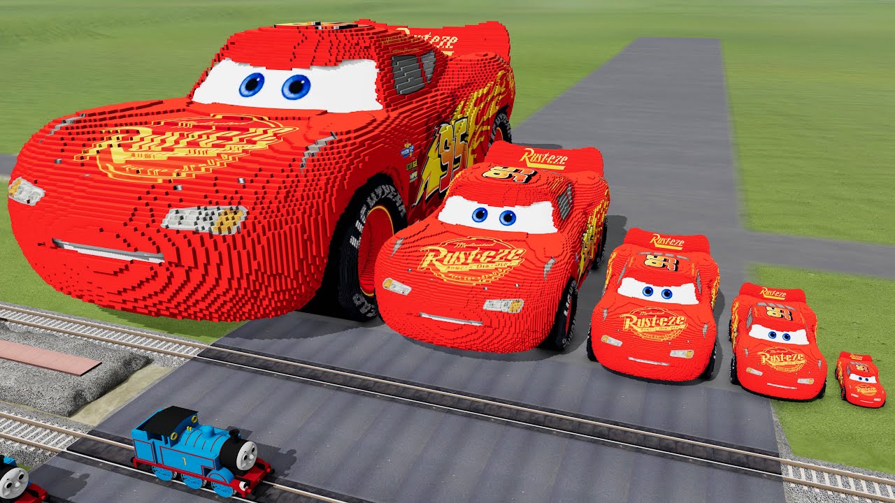 Big & Small Lego Lightning Mcqueen vs Trains Thomas | BeamNG.Drive