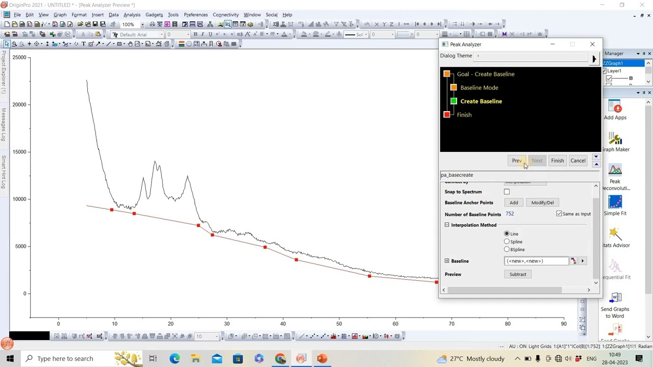 How to do base line correction & remove background in Origin for any spectral data