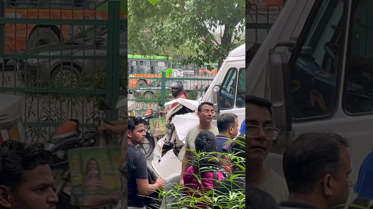 Crashed 😱 thankfully no one was hurt&hellip;Tempo Traveller rammed into bus! #accident #tempo #safe #crash