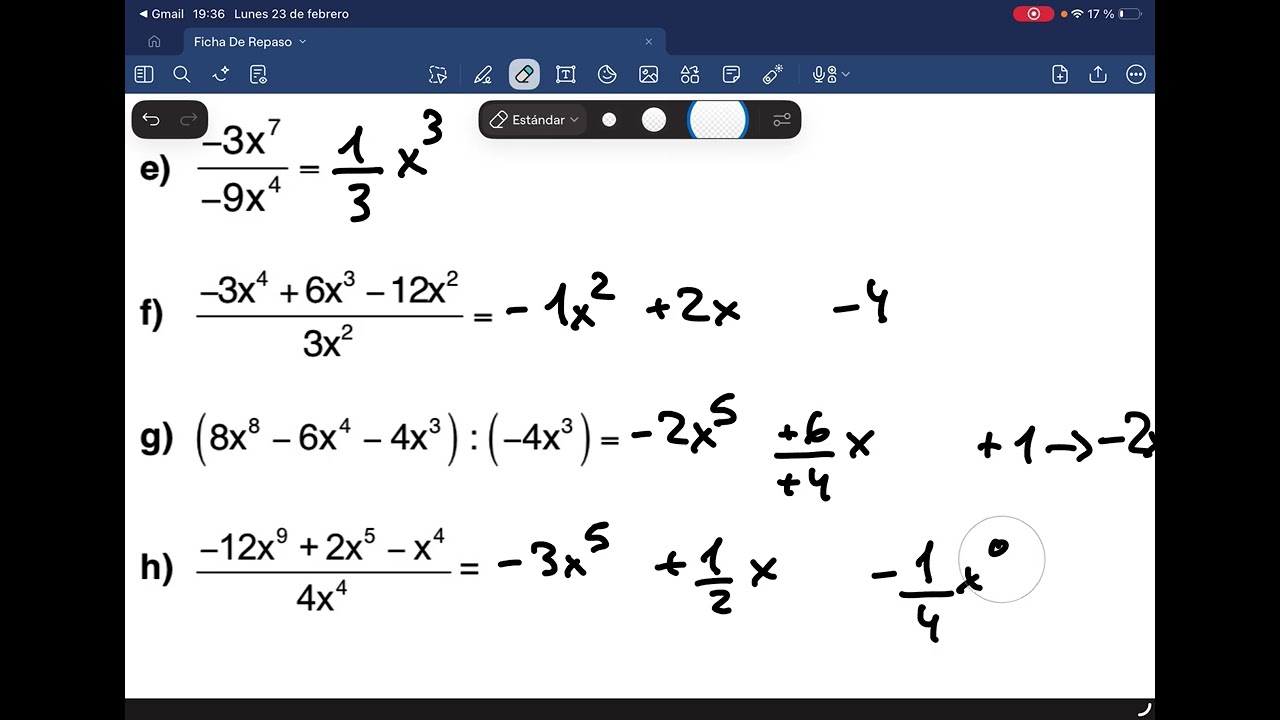 Ficha de repaso álgebra 