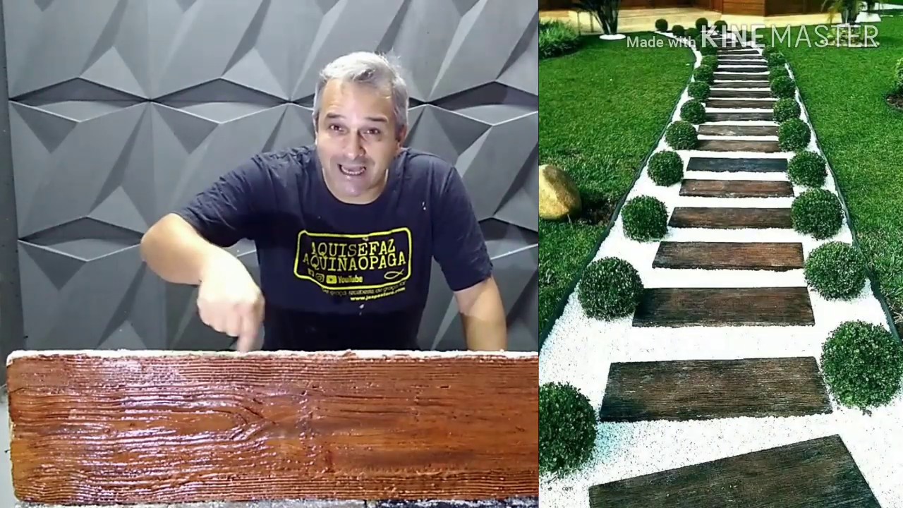 COMO FAZER DORMENTES DE CIMENTO IMITANDO MADEIRA  - VASOS E JARDINEIRA DE CIMENTO CASEIRO MADEIRA