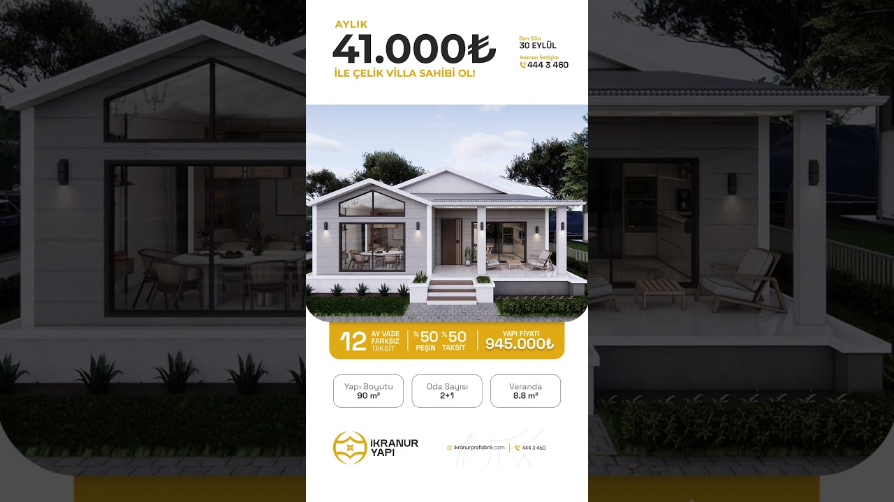 AYLIK 41.000₺ İLE &Ccedil;ELİK VİLLA SAHİBİ OL!  #&ccedil;elikkonstr&uuml;ksiyon #home #villa