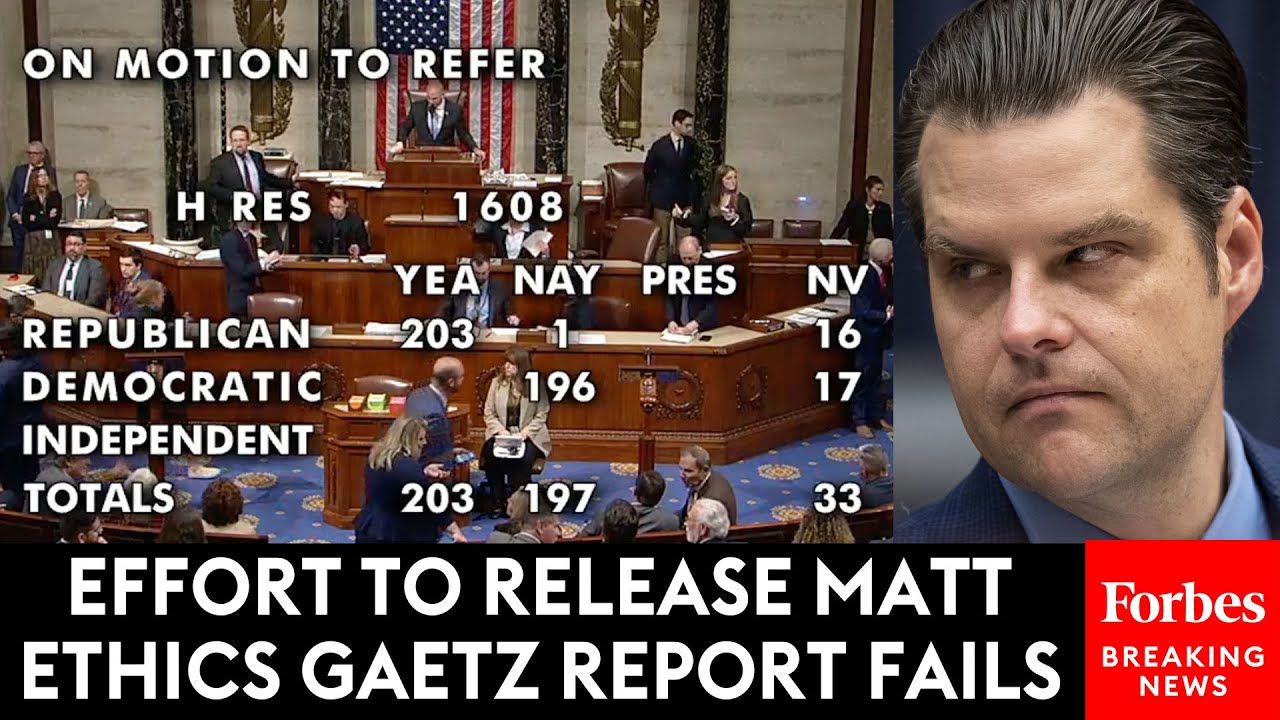 BREAKING NEWS: Democratic Effort To Force Release Of Matt Gaetz Ethics Report Fails In House