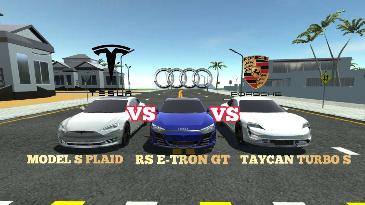 Car Simulator 2 Tesla Model S Plaid Vs Audi RS E-TRON GT Vs Porsche Taycan Turbo S | Top Speed...