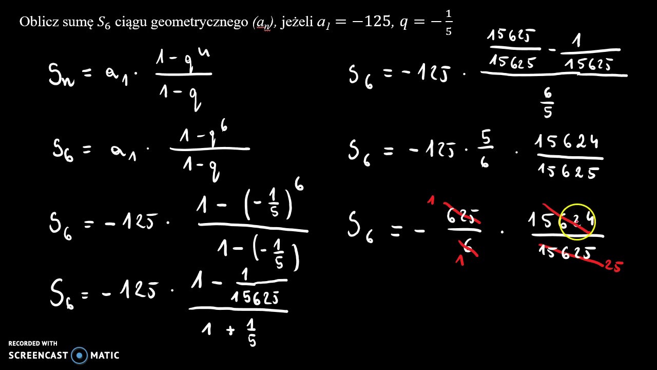 Suma początkowych wyrazów ciągu geometrycznego 1