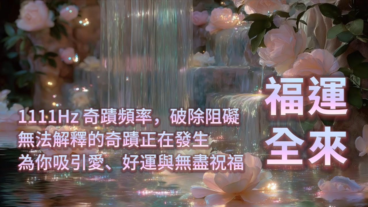 招好運 音樂 1111Hz 奇蹟頻率，破除阻礙，開啓愛❤️財富💰神聖祝福的通道，無法解釋的奇蹟正在發生，為你吸引愛、好運與無盡祝福✨🌟🍀福運通通全來 吸引力法則音樂 好運常來