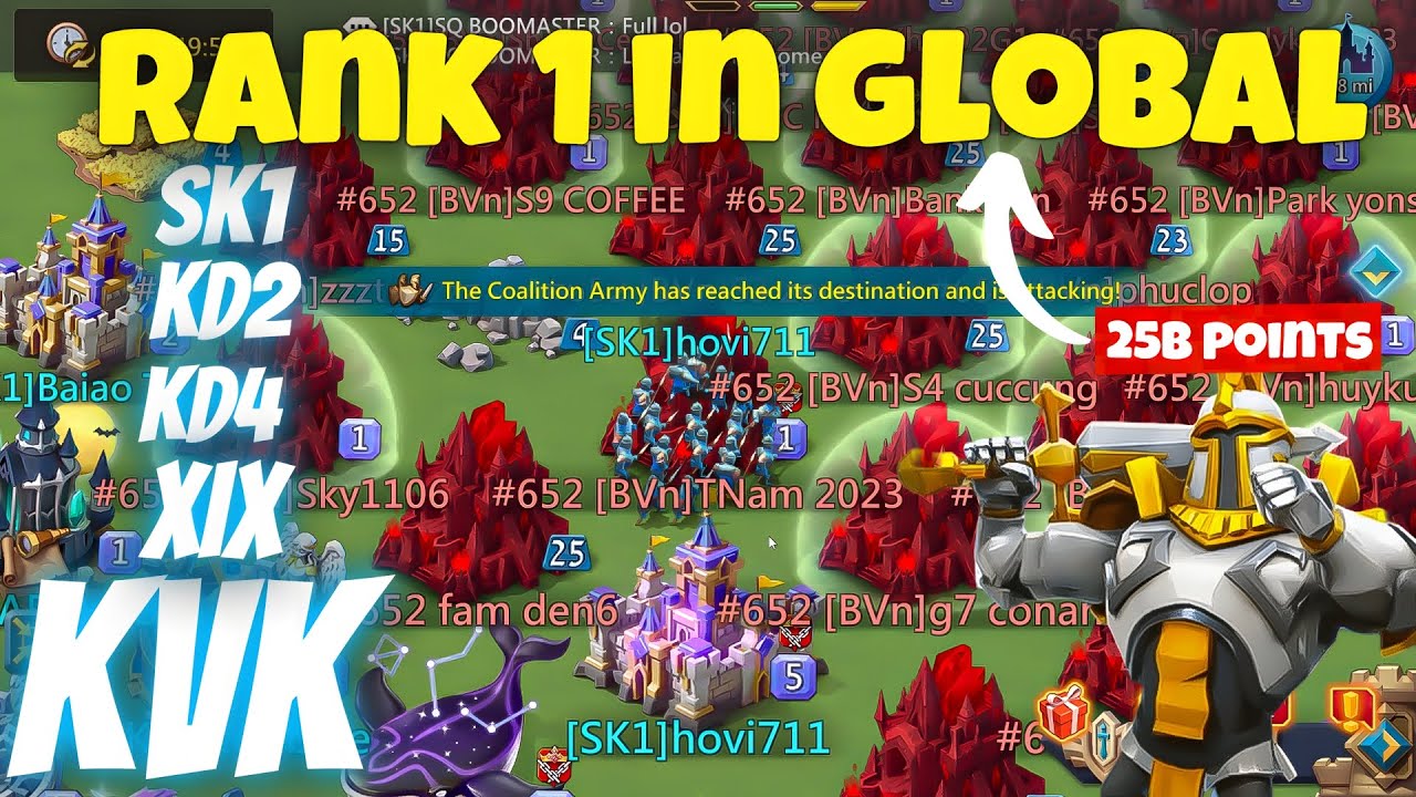 Lords Mobile - KvK Rank 1 in Global | 25B POINTS!! Insane Kingdom Clash with SK1, KD2, KD4, & XIX