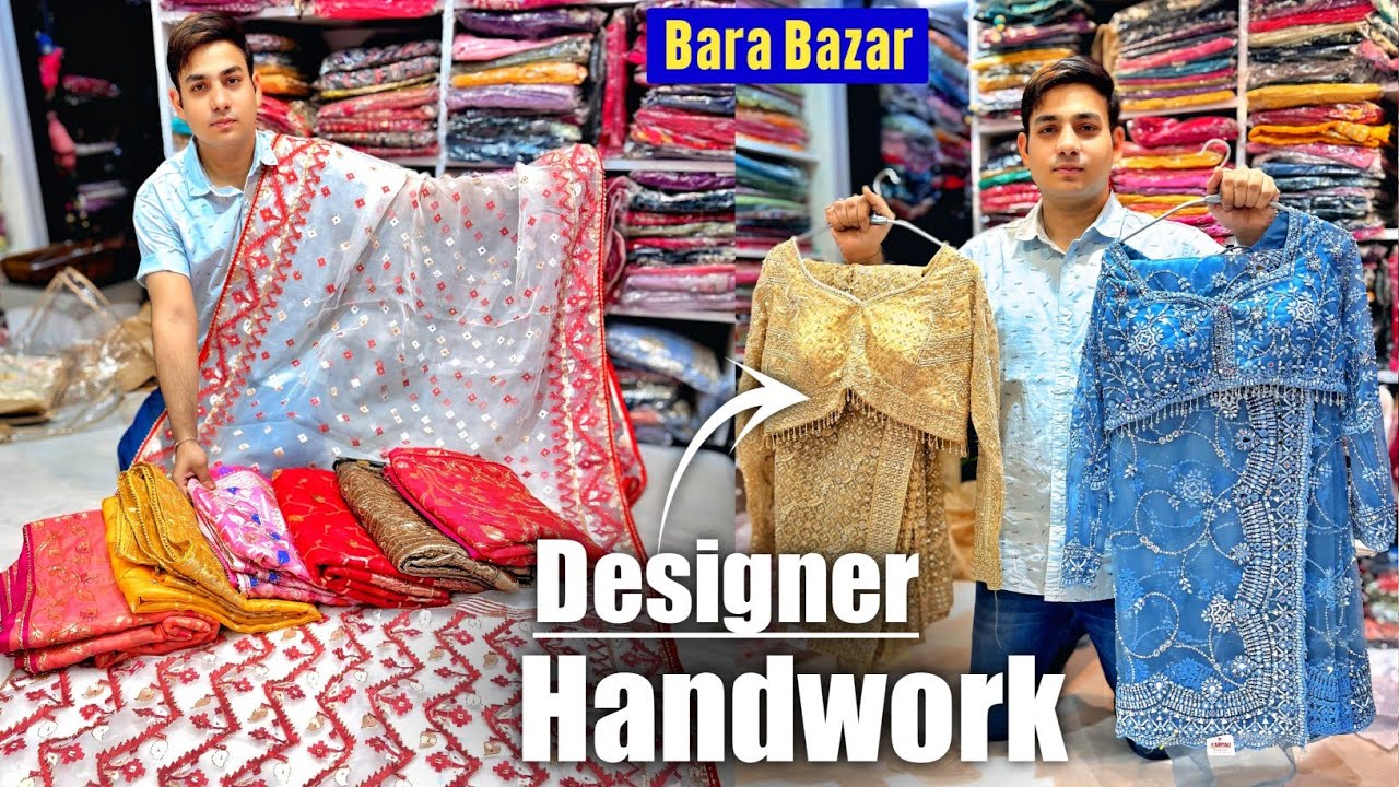 Kolkata Handwork Saree Manufacturer in Barabazar - Designer Party Wear & Bridal Concept Work Saree 🔥