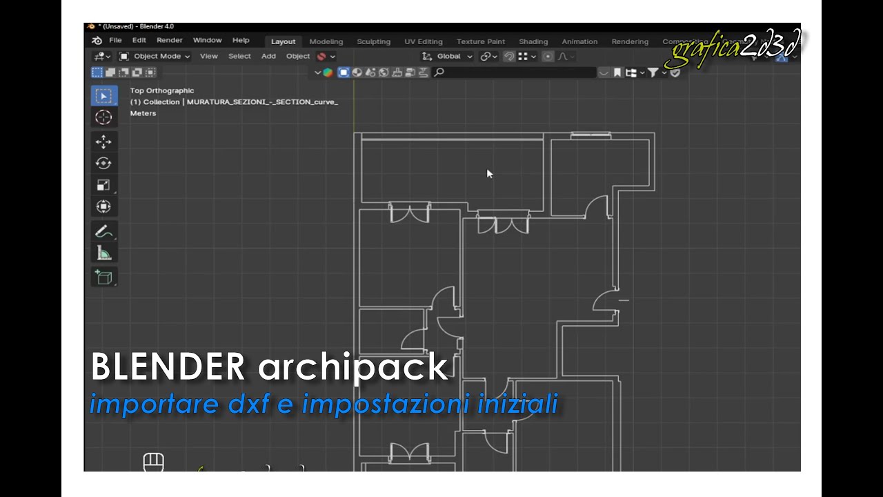 blender archipack importazione dxf e impostazioni preliminari