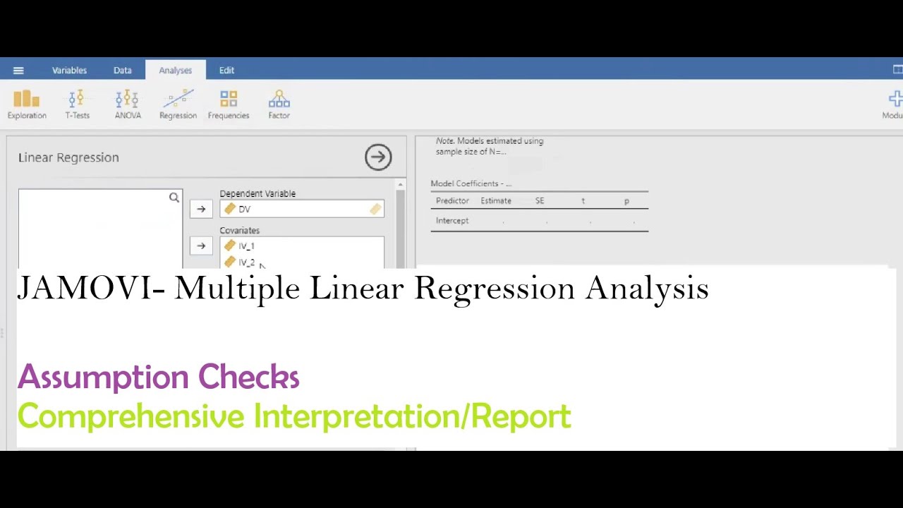 Jamovi-- Multiple Regression Analysis + Assumption Checks & Interpretation/Report